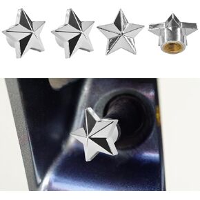 4pcs Star Tyre Valve Caps- أغطية صمام إطارات ذات نجوم ذات طراز من خمسة نجمات مع أغطية مطاطية على غلاف Air Cap-Air Cap-Air Cover-Cover-Universal Weak Wheel Ste لمعظم السيارات (أسود)