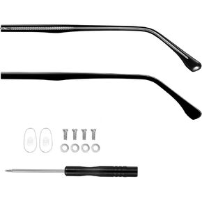 1 Pair Metal Glasses Arms Replacement Temple Black Eyeglasses Arms Legs, Screw Washers, Screws and Screwdriver for Glasses Eyeglasses Sunglasses