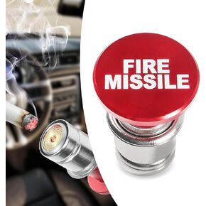 1 PC Car Cigarette Lighter Plug, 1.25" x 1.77" "FIRE Missile One-Piece High Temperature Resistant Metal Cigarette Lighter, Retrofit Accessory, for Most Cars Trucks Boats Motorcycles (Red)
