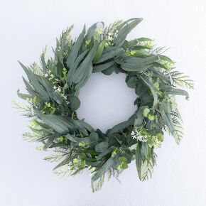 Seasons 22 inch Eucalyptus Wreath for Front Door, Artificial Spring & Summer Wreath with Greenery Leaf for Farmhouse, Wall, Window or Wedding Home Decor (Green)