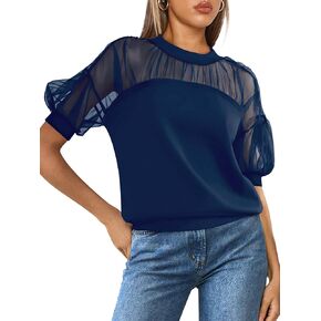 Prettygarden للسيدات 2025 طاقم الصيف رقبة القمصان قصيرة الأكمام الدانتيل الخروج الشبكة الشبكية قمم المحاصيل الأذنب بلوزات عارضة غير رسمية in Kuwait