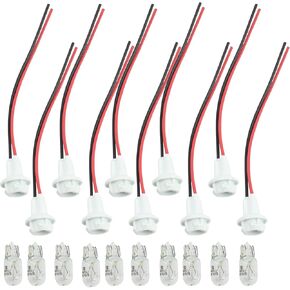 10 Sets T10 Extension Harness Plug Connector with 10 Bulbs and 10 Sockets for Brake Lights Turn Signal Lights for Various Vehicles and Motorcycles