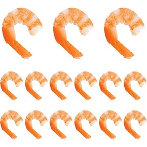 Framendino, 15 Pack Artificial Shrimp Figures Lifelike Cooked Shrimps Fake Peeled Simulated Food Model for Display Photography Props