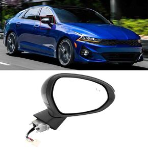 مرآة الباب الجانبية اليمنى مناسبة لـ KIA K5 2021-2024 مع إشارة الكشف عن بقعة الأعمى.