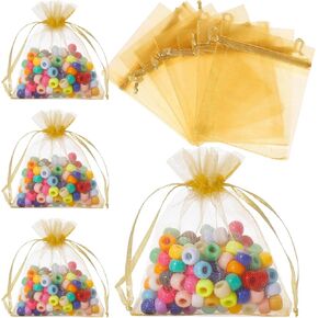 100 Pcs Organza Bags 3×4 Inches, Mixed Color Sheer Organza Gift Bags with Drawstring, Jewelry Favor Pouches Christmas Candy Wedding Birthday Party Bags