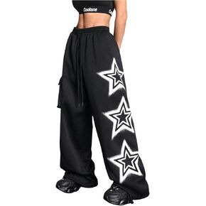 Verdusa Women's Y2K Star Print Baggy Sweatpants Drawstring Waist Athletic Pants with Pockets