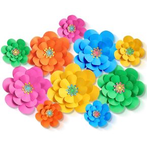 10 Set Mexican Paper Flowers Decorations for Wall DIY Fiesta Bulletin Board 3D Handcrafted Paper Flowers Backdrop Decoration for Mexican and Holiday Party(Classic)