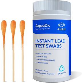 ATAKIT-Instant Lead Test Kit Value Pack-Rapid Lead Surface Test Swabs (50 pcs)-Use on Paint Dishes Toys Jewelry Metal Ceramics Wood-Results in 20 Seconds-Easy to Use Just dip in Water to activate only