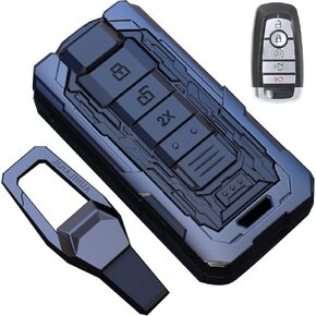 Key Fob Cover for Ford, for Ford Heavy Metal Key Fob Cover Case, for Explorer Bronco Escape Edge Expedition Mustang F150 Fusion Ranger Lincoln Premium Key Case Remote Key Holder (Black)