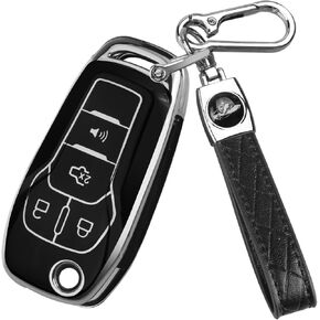 QBUC for Ford Key Fob Cover Soft TPU for Ford Fusion Key Fob cover for 2021-2022 for Ford Bronco Flip Remote Key Fob