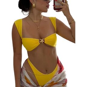 SOLY HUX Women's Bikini Set High Cut Bathing Suits 2 Piece Summer Cheeky Swimsuits
