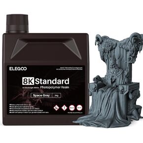 ELEGOO Upgraded Standard Resin 2.0, 405nm LCD Rapid UV-Curing 3D Printer Resin, Higher Precision, Lower Shrinkage, Non Toxic 3D Photopolymer Resin for LCD/MSLA/DLP 3D Printing, Grey 1000G in Kuwait