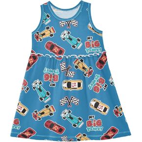 Girls Casual Dress Cute Sleeveless A-Line Swing Beach Summer Dress for 2-8 Years