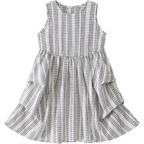 Little Bitty Toddler Girls Summer Bubble Dresses Sleeveless Casual Twirly Birthday Party Kids Gingham Sundress Size 2T-6T