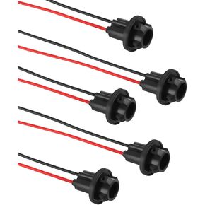 5PCS 194 Bulb Socket with Wire Pigtail, T10 Pigtail Harness Connector for 158 161 168 175 W5W Light Bulbs, Universal Tail Light Socket for Turn Signal Side Marker Light Fog Light