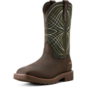 ARIAT Men's Activator Waterproof Steel Toe Work Boot, Dark Brown/Green, 11