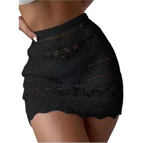Floerns Women's Hollow Out Crochet Beachwear Cover Up Skirt Without Bikini