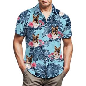 Dog Hawaiian Shirt for Men,Button Down Beach Casual Shirts