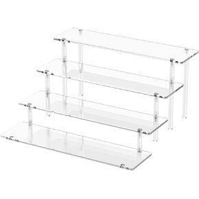 4 Tier Acrylic Display Risers, Clear Perfume Organizer Stand, Large Cupcake Stand Holder, Dessert Display for Party, Display Shelf for Figure and Collection, Riser Stand for Decoration and Organizer