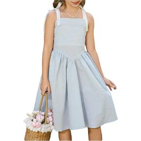 GORGLITTER Girl's Dress Floral Bow Tie Shoulder Dresses Flowy Boho Corset Sundresses