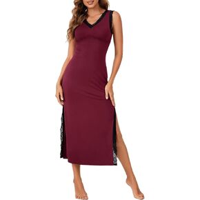 vrtige المرأة lightgown lace v الرقبة ملابس نوم بلا أكمام فستان نوم نائم