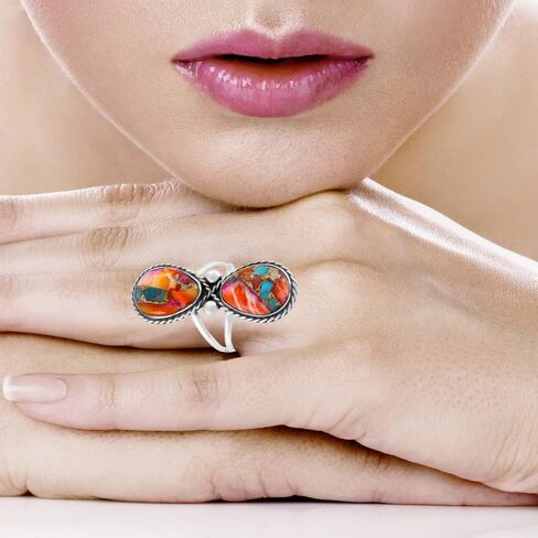 Turquoise Ring Sterling Silver 925 Genuine Gemstones Size 6 to 11 in Saudi Arabia