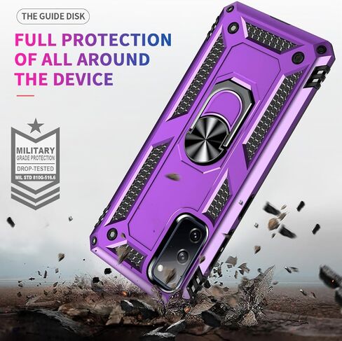 Yiakeng for Samsung Galaxy S20 FE Case: with Screen Protector - Military Grade Protective Cases with Finger Ring Holder Kickstand for Galaxy S20 FE 5G (Red) in Saudi Arabia
