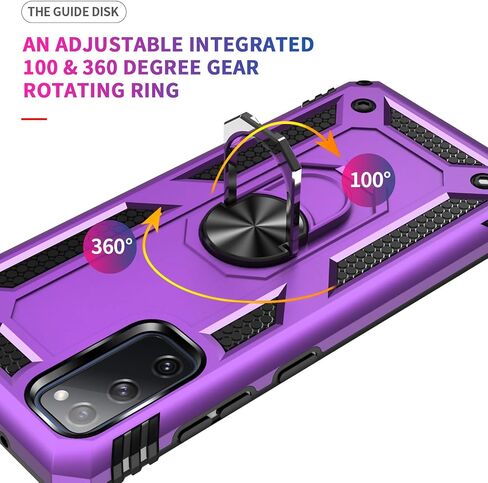 Yiakeng for Samsung Galaxy S20 FE Case: with Screen Protector - Military Grade Protective Cases with Finger Ring Holder Kickstand for Galaxy S20 FE 5G (Red) in Saudi Arabia