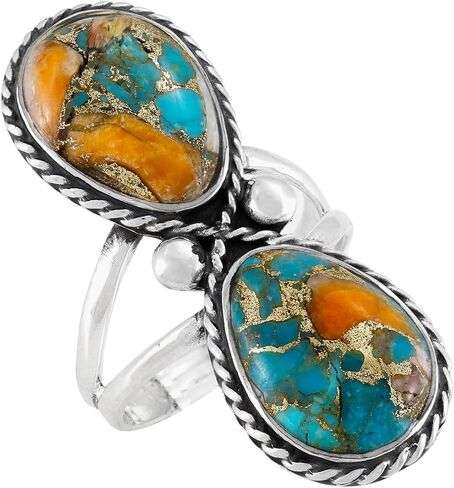 Turquoise Ring Sterling Silver 925 Genuine Gemstones Size 6 to 11 in Saudi Arabia