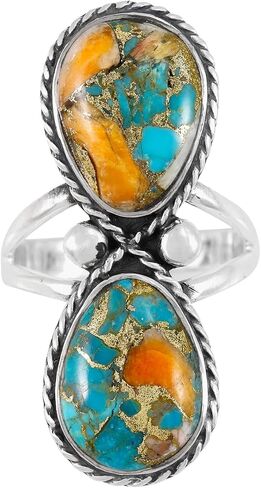 Turquoise Ring Sterling Silver 925 Genuine Gemstones Size 6 to 11 in Saudi Arabia