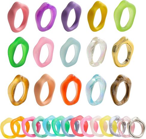 Colorful Acrylic Resin Knuckle Rings Set for Women, Chunky Leopard Print Candy-Colored Stackable Rings, Trendy Translucent Statement Ring for Everyday Party Wear Bulk Assortment in Kuwait