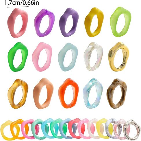 Colorful Acrylic Resin Knuckle Rings Set for Women, Chunky Leopard Print Candy-Colored Stackable Rings, Trendy Translucent Statement Ring for Everyday Party Wear Bulk Assortment in Kuwait