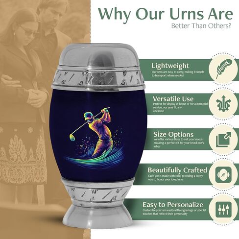Yatskia Golf Small Urn for Ashes Adult Male, Cremation Urns for Human Ashes, (Pack of 1, 3 Inch) in Saudi Arabia