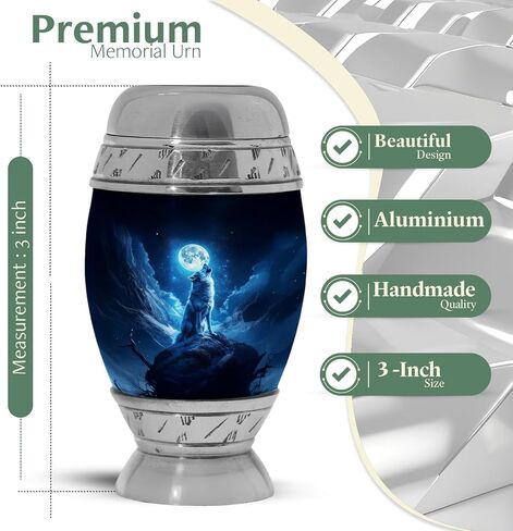 Yatskia Wolf Urn for Ashes Adult Female, Small Urns for Human Ashes Keepsake, (Pack of 1, 3 Inch) in Saudi Arabia