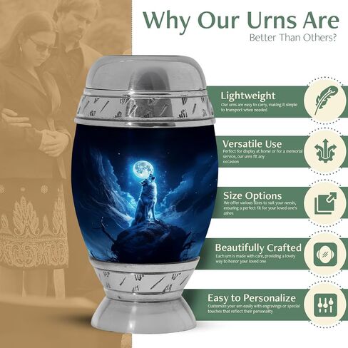Yatskia Wolf Urn for Ashes Adult Female, Small Urns for Human Ashes Keepsake, (Pack of 1, 3 Inch) in Saudi Arabia