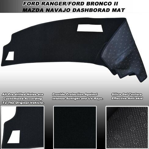 Dashboard Mat Cover UV Rays Protector Fit for 1995-2011 Ford Ranger/ 1995-2001 Explorer/ 1995-2010 Mazda B2300 B2500 B3000 B4000 and Mercury Mountaineer 1997-2001 Dash Mat Carpet Accessories in Kuwait