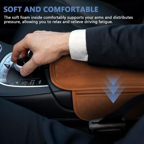 Car Center Console Cover, 12.2"×6.9" Leather Arm Rest Cover for Car, Comfortable Armrest Seat Box Cushion with Pocket, Armrest Cover Protector Universal Car Interior Accessories (Dark Green) in Saudi Arabia