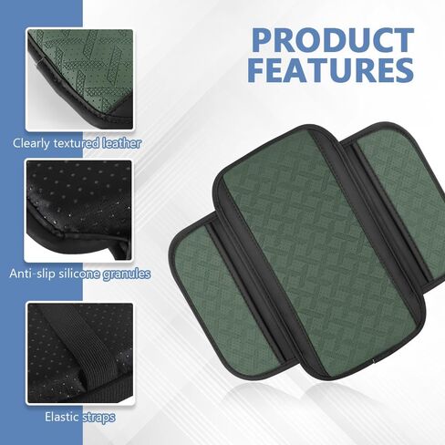 Car Center Console Cover, 12.2"×6.9" Leather Arm Rest Cover for Car, Comfortable Armrest Seat Box Cushion with Pocket, Armrest Cover Protector Universal Car Interior Accessories (Dark Green) in Saudi Arabia