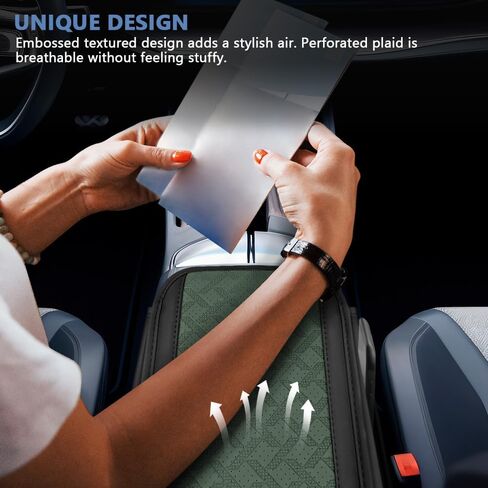 Car Center Console Cover, 12.2"×6.9" Leather Arm Rest Cover for Car, Comfortable Armrest Seat Box Cushion with Pocket, Armrest Cover Protector Universal Car Interior Accessories (Dark Green) in Saudi Arabia