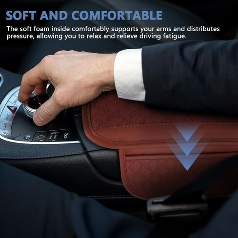 Car Center Console Cover, 12.2"×6.9" Leather Arm Rest Cover for Car, Comfortable Armrest Seat Box Cushion with Pocket, Armrest Cover Protector Universal Car Interior Accessories (Dark Green) in Saudi Arabia