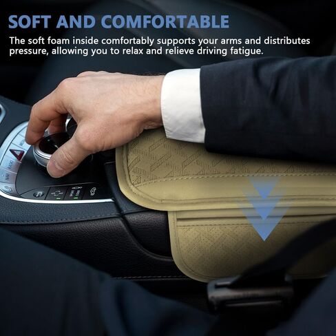 Car Center Console Cover, 12.2"×6.9" Leather Arm Rest Cover for Car, Comfortable Armrest Seat Box Cushion with Pocket, Armrest Cover Protector Universal Car Interior Accessories (Dark Green) in Saudi Arabia