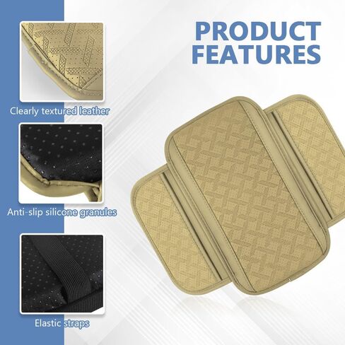 Car Center Console Cover, 12.2"×6.9" Leather Arm Rest Cover for Car, Comfortable Armrest Seat Box Cushion with Pocket, Armrest Cover Protector Universal Car Interior Accessories (Dark Green) in Saudi Arabia
