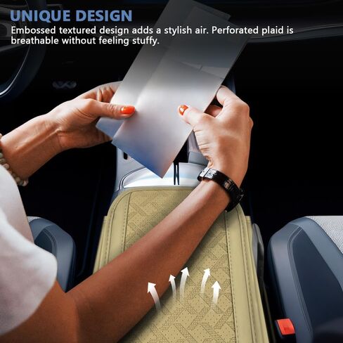 Car Center Console Cover, 12.2"×6.9" Leather Arm Rest Cover for Car, Comfortable Armrest Seat Box Cushion with Pocket, Armrest Cover Protector Universal Car Interior Accessories (Dark Green) in Saudi Arabia