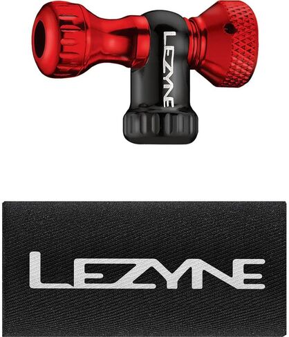 Lezyne Control Drive CO2 Bicycle Tire Inflator, Head ONLY, Road, Mountain, Gravel Bike Flat Kit, Threaded CO2, Presta or Schrader Valve, Red in Kuwait