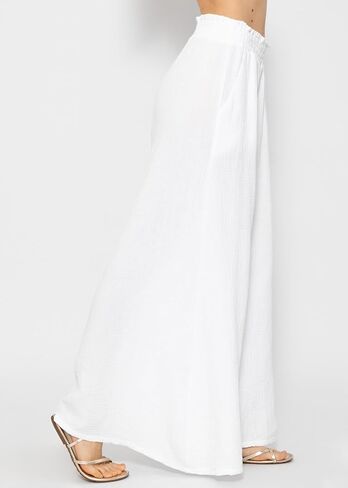 R.Vivimos Women's Cotton Palazzo Pants Casual Elastic High Waisted Loose Flowy Wide Leg Long Trousers Pants with Pockets in Saudi Arabia