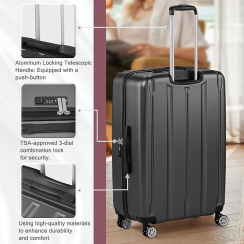 Karl home Suitcase Set 3 Piece, PC+ABS Hardshell Luggage Set with TSA Lock & Spinner Wheels, Lightweight Carry on Checked Luggage for Women Men (20"/24"/28", Rose Gold) in Saudi Arabia