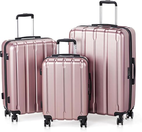 Karl home Suitcase Set 3 Piece, PC+ABS Hardshell Luggage Set with TSA Lock & Spinner Wheels, Lightweight Carry on Checked Luggage for Women Men (20"/24"/28", Rose Gold) in Saudi Arabia