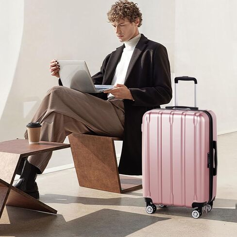 Karl home Suitcase Set 3 Piece, PC+ABS Hardshell Luggage Set with TSA Lock & Spinner Wheels, Lightweight Carry on Checked Luggage for Women Men (20"/24"/28", Rose Gold) in Saudi Arabia