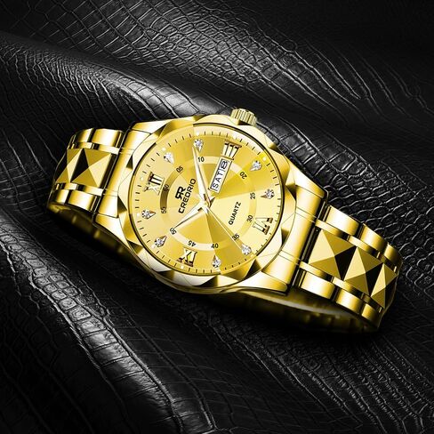 Watch for Men Stainless Steel Waterproof Diamond Business Dress Analog Quartz Luminous Date Two Tone Luxury Casual Wrist Watch in Saudi Arabia