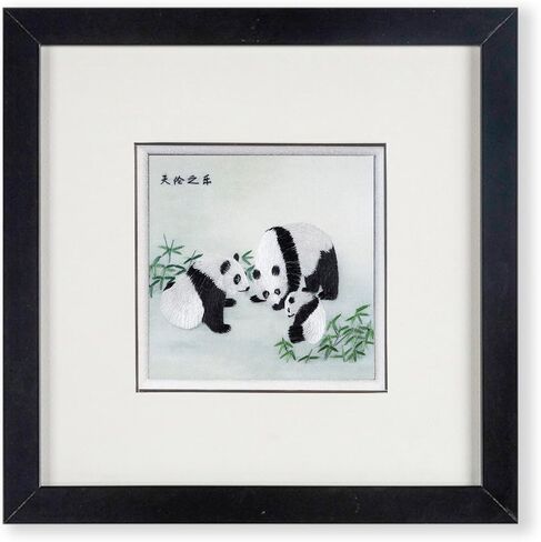 Ebherys التطريز فن التصميم اللطيف الباندا ، العمل الفني للتطريز اليدوي ، Wallart الصيني ، الغرفة الآسيوية والديكور المكتبي ، معلق وطاولة أعلى ، فنون تطريز صينية مؤطرة (تسلق الباندا) in Kuwait
